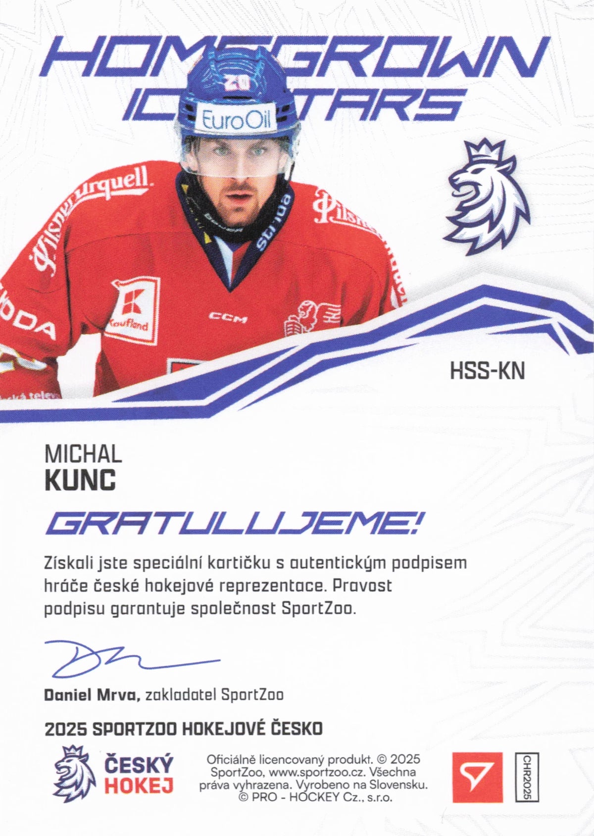 Homegrown Ice Stars Limit /30 Auto- Kunc
