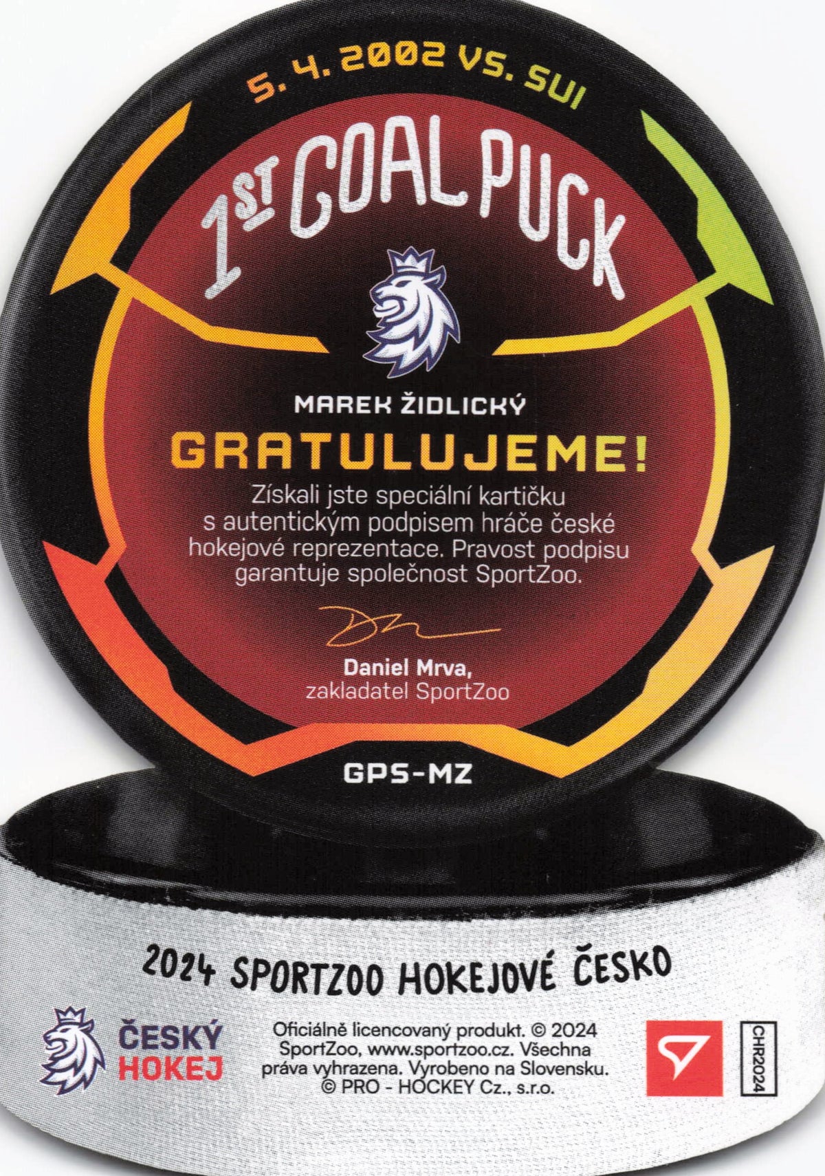 1st Goal Puck Limit /35 - Židlický